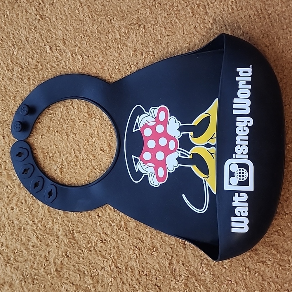 Walt Disney World Mini Mouse Bib With Crumb Catcher Adjustable Silicon